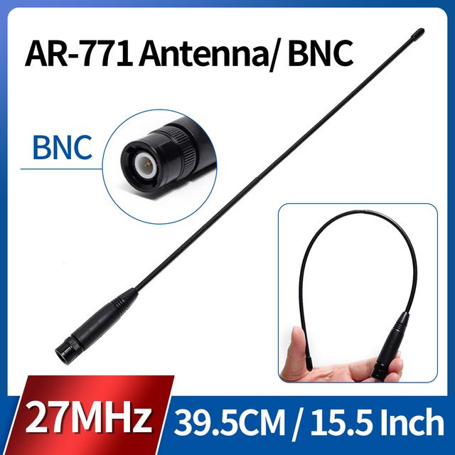 ABBREE AR-771 27 MHz BNC-Peitschenantenne in Schwarz für Uniden Cobra RadioShack Midland Anytone Handfunkgeräte mit einer Länge von 39,5 cm - Bild 1