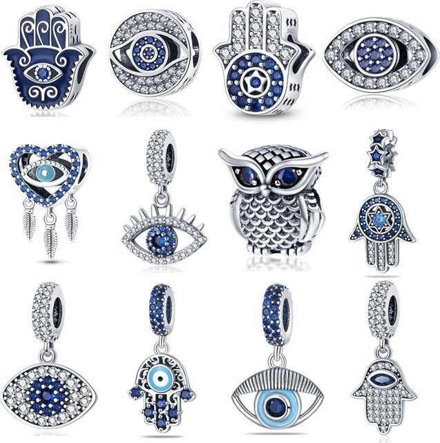 Charm 925 Silber, Blau, Kristall, Zirkonia, Unisex - Bild 1