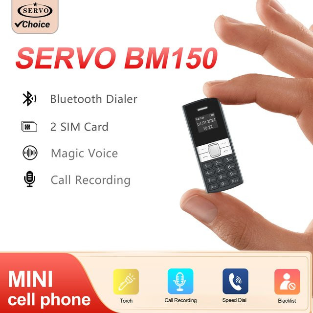 SERVO BM150 Mini-Handy in Schwarz mit 2 SIM-Karten, Bluetooth und Anruf-Recorder - Bild 1
