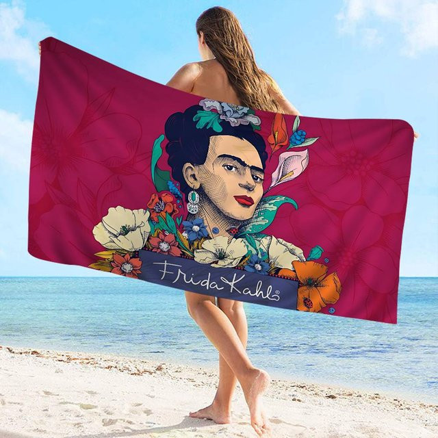 F-Frida K-Kahlo Kunst Mikrofaser Strandtuch, Rosa, B/H: 30 x 30 cm - Bild 1
