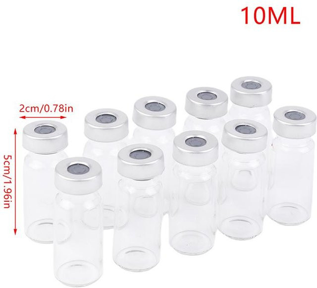 10er-Pack versiegelte Probenfläschchen aus transparentem Glas mit selbstheilendem Injektionsanschluss, 10 ml - Bild 1
