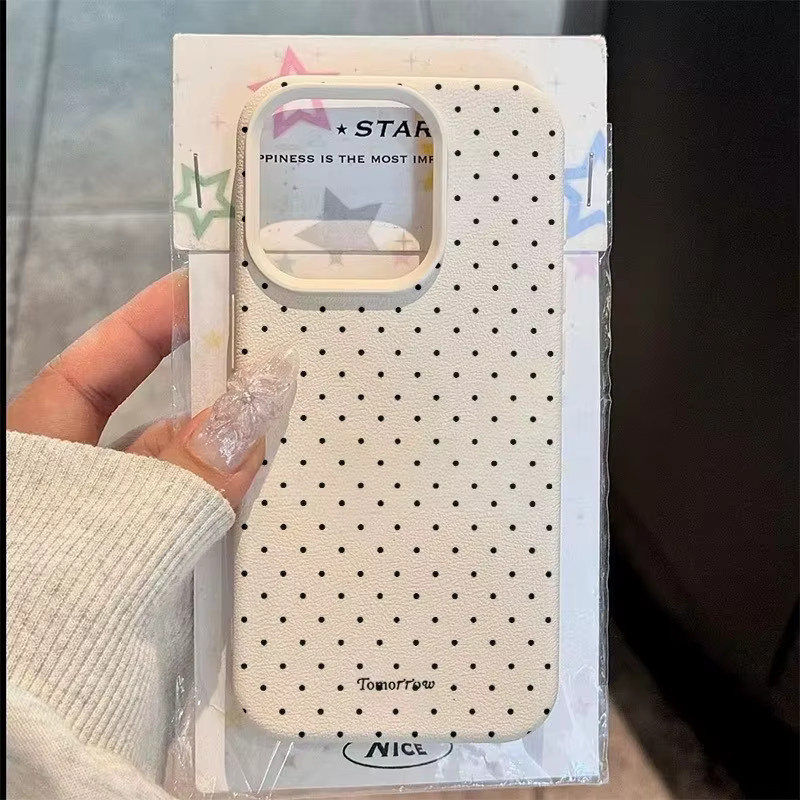 Stoßfeste Handyhülle aus Lichee-Leder mit schwarzem Punktmuster für Xiaomi Redmi Note 14 13 12 11 10 9 8 Pro Plus 4G 5G - Bild 2