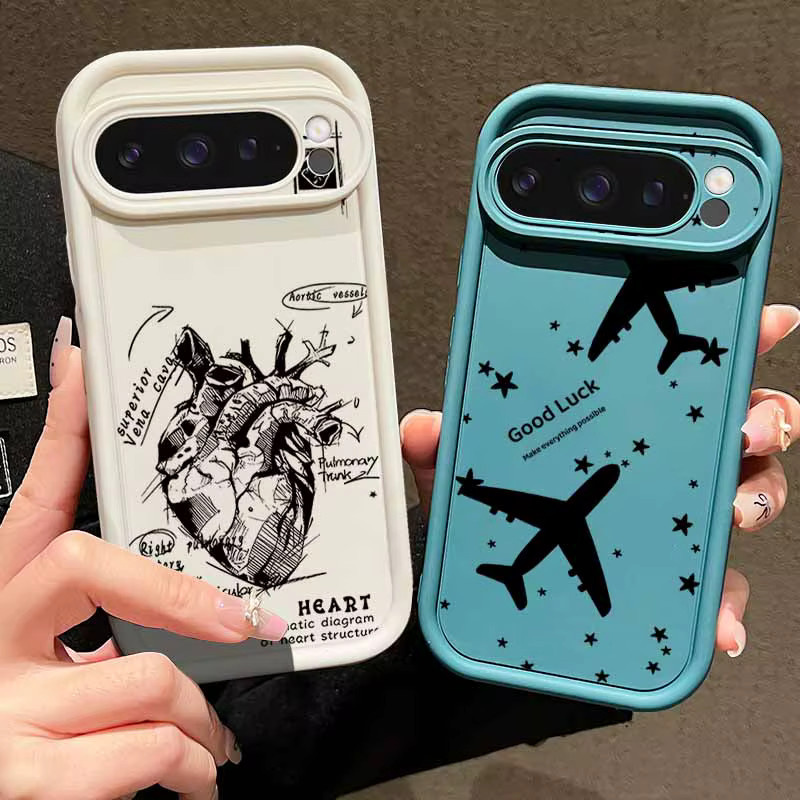 Stoßfeste Google Pixel 9 Schutzhülle mit kreativem Flugzeug-Muster in Rot und Weiß - Bild 1