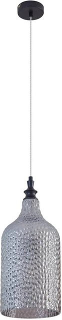 Lindby Pendelleuchte Drakar Retro Vintage Antik, Alu-grau und transparent, Glas, E27 - Bild 1