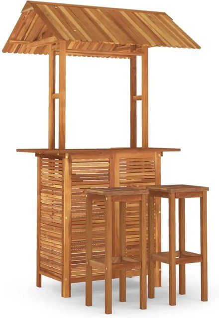 vidaXL 3-tlg Gartenbar-Set aus Akazien-Massivholz, Braun, B/T/H: 106 x 217 x 122 cm - Bild 1