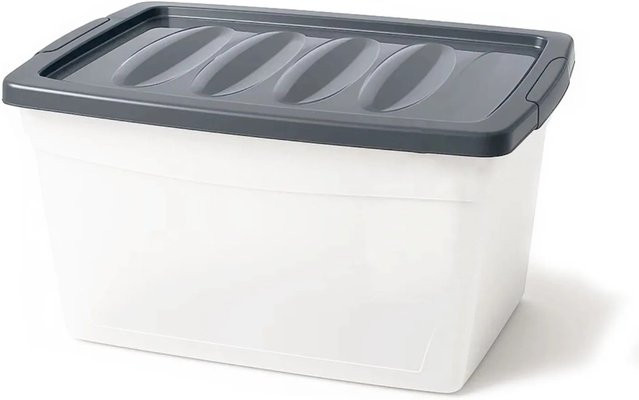 BigDean Budget Line Aufbewahrungsboxen mit Deckel aus Kunststoff, 4er Set, transparent, 60 l pro Box - Bild 1