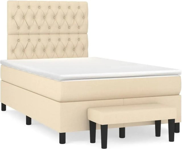 vidaXL Boxspringbett Hybrid mit Matratze und Kopfteil in Creme, B/T: 120 x 200 cm - Bild 1