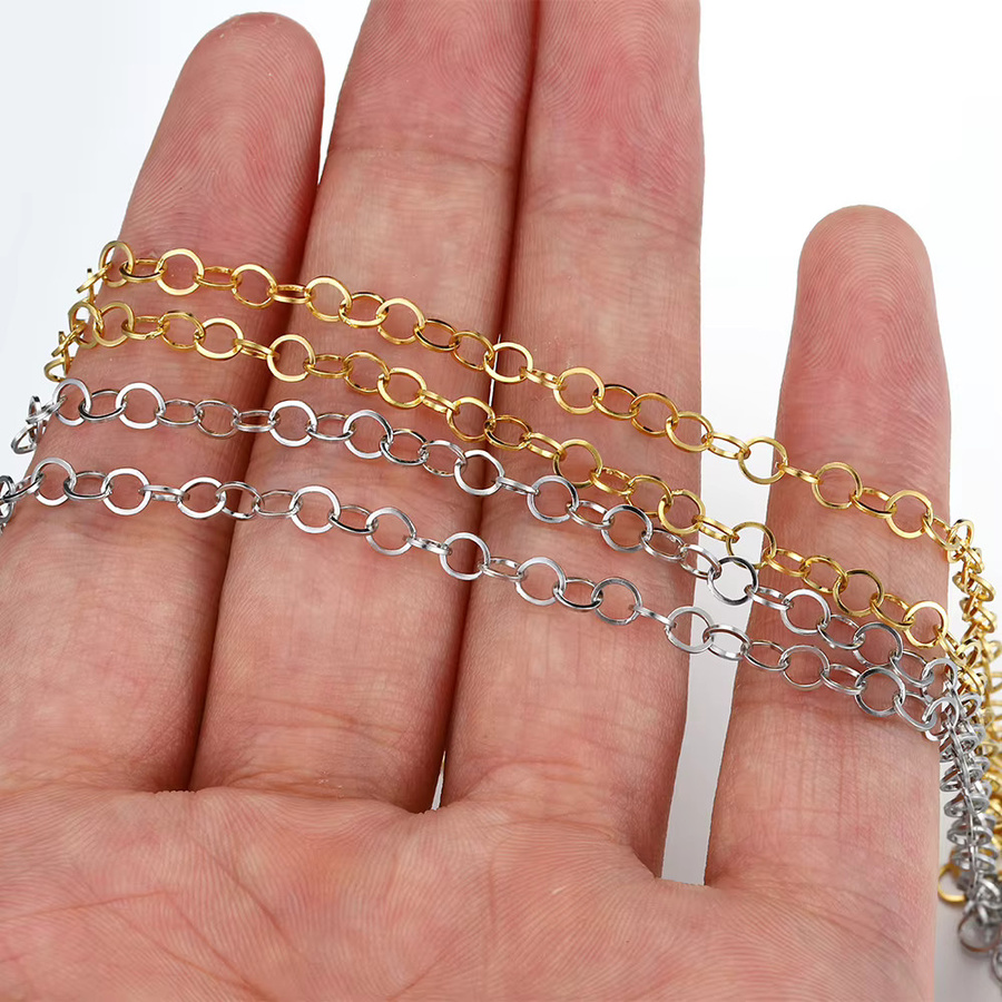 Ailimi Halskette Edelstahl, Gold Farbe, 2 Meter, O-Ring Kette - Bild 2