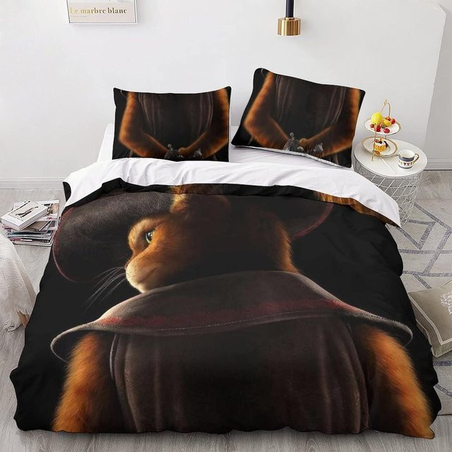 Bettwäscheset Der gestiefelte Kater mit Bettbezug und Kissenbezug, Mehrfarbig, B/H: 135 x 200 cm - Bild 1