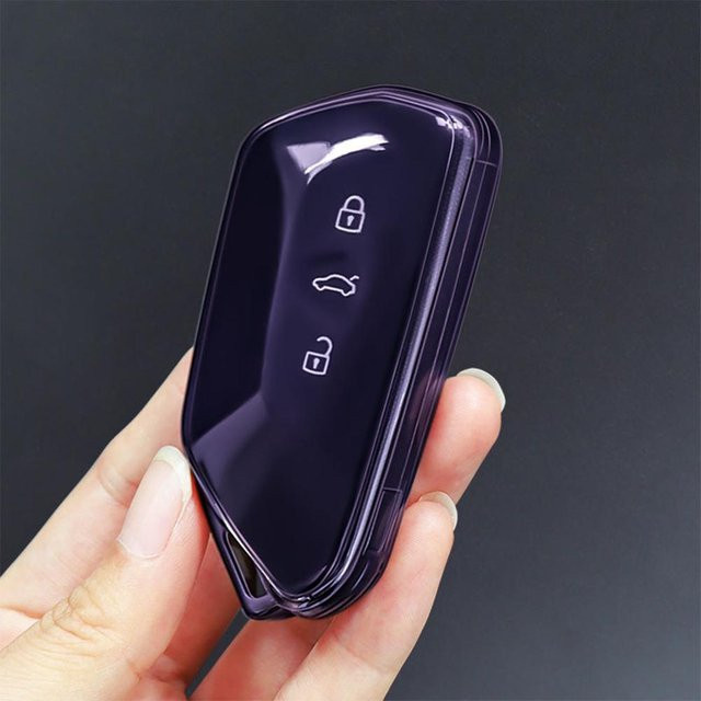 TPU Weiche Auto Schlüsselhülle Fernbedienung Schutz Abdeckung für VW Volkswagen Golf 8 ID.3 ID.4 Skoda Octavia A8 MK4 MK8 GTI in Violett - Bild 1