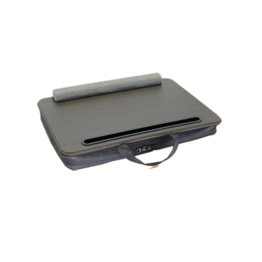 Relaxdays Laptopkissen mit Tasche und Handyhalter in Braun und Grau, B/T/H: 43 x 32 x 7 cm - Bild 2