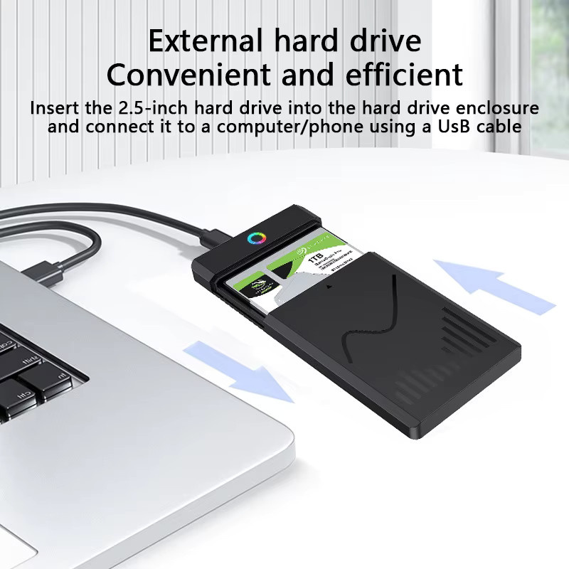 UTHAI 2,5-Zoll-SSD-Gehäuse in Schwarz mit USB Typ-C für externe Speichererweiterung - Bild 2