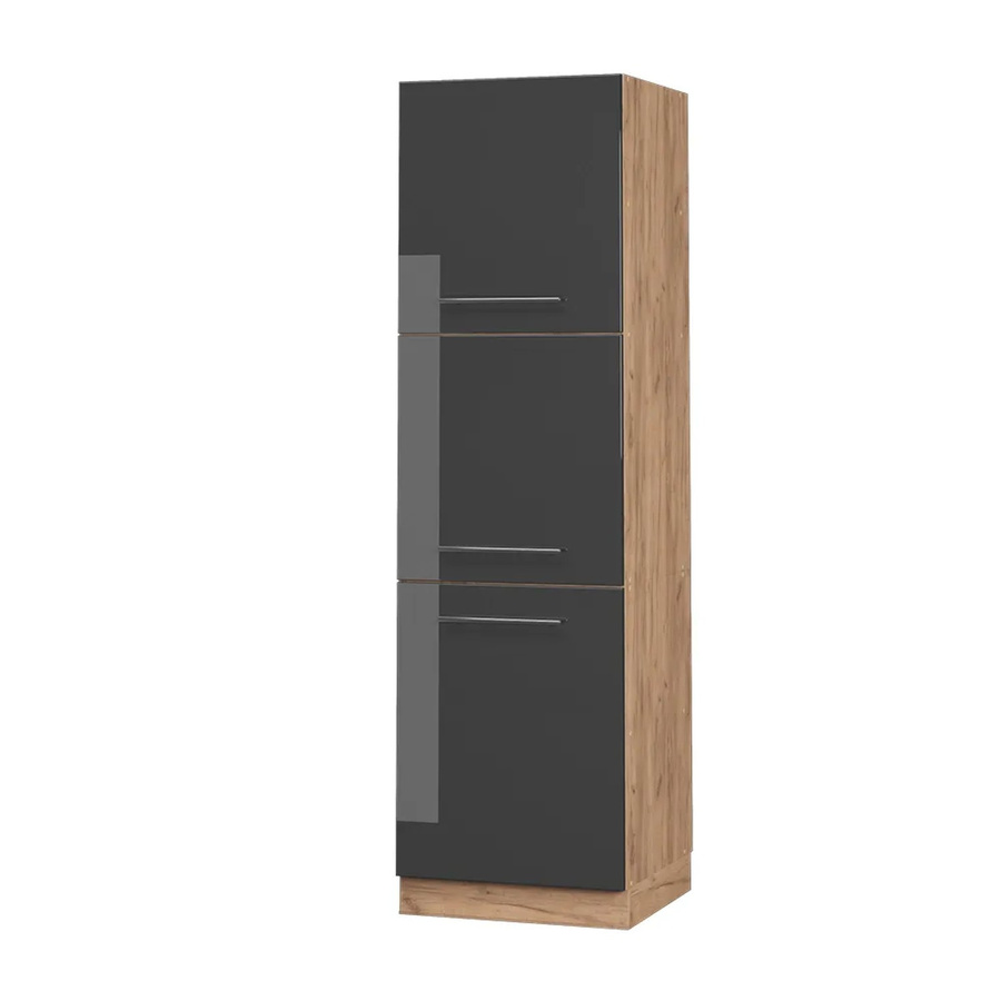 Vicco Herdumbauschrank Fame-Line in Anthrazit Hochglanz und Goldkraft Eiche, Breite: 60 cm, Höhe: 206 cm, Tiefe: 58 cm - Bild 2