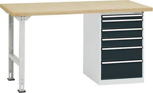 Manuflex TP5088.7016 Werkbanksystem aus Stahl und Gummi in Anthrazit, B/T/H: 300 x 150 x 70 cm - Bild 1