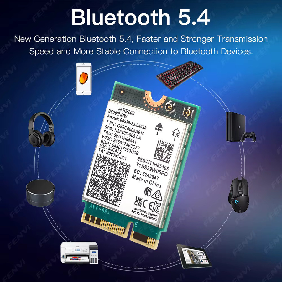 Fenvi WiFi 7 BE200 M.2 NGFF Netzwerkkarte mit Bluetooth 5.4, Tri-Band 2.4G/5G/6GHz, 8774Mbps, für Laptop mit Windows 10/11 - Bild 3
