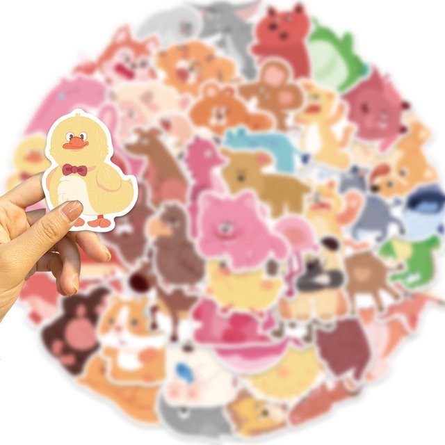 50 Stück Cartoon Aquarell Tier Aufkleber wasserfest dekorative Graffiti Aufkleber in Multicolour von BulingBulingStickers Shop - Bild 1