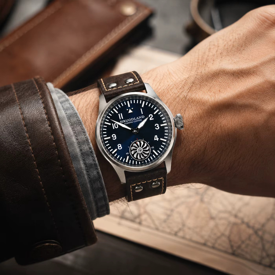 HRUODLAND Armbanduhr, Edelstahl, Handaufzug, Saphirglas, Herren - Bild 5