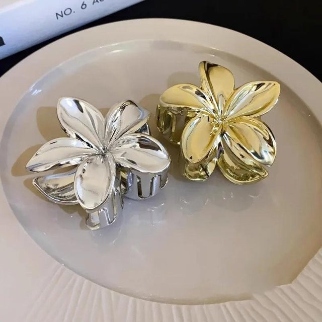 Haarspange Blumen, Acryl, Gold und Silber, Damen - Bild 1