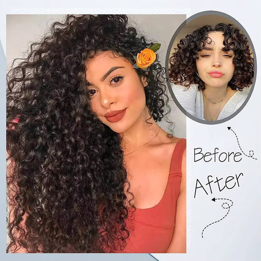 YAKIBEAUTY Clip-in-Haarteil Lockenhaarverlängerungen, 6 Stück, Schwarz/Braun, 160 g - Bild 5