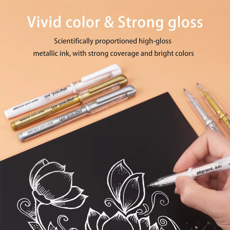 Lekreo Highlight-Gelstifte Set mit extra feiner Spitze 1,0 mm in Gold, Silber und Weiß für Kunst und Zeichnungen - Bild 3