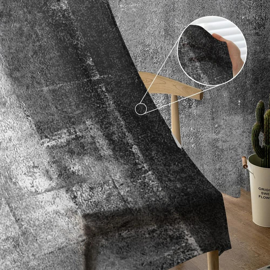 Yiran Furniture Transparent Voile Vorhang in Schwarz und Grau mit Ösen, B: 135 cm, H: 115 cm - Bild 2