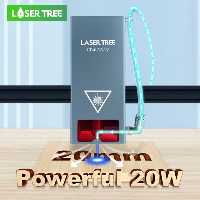 LASER TREE 4LDS-V2 20W Laserkopf mit Luftunterstützung und Blaulicht TTL-Modul für CNC-Lasermaschinen und DIY-Holzgravierer - Bild 1