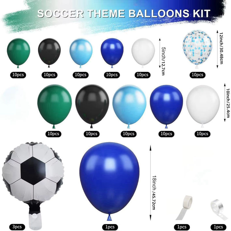 116-teiliges Ballonset mit Fußballmotiv in Blau für deine Geburtstagsdekoration und Ballonbogen-Set - Bild 2