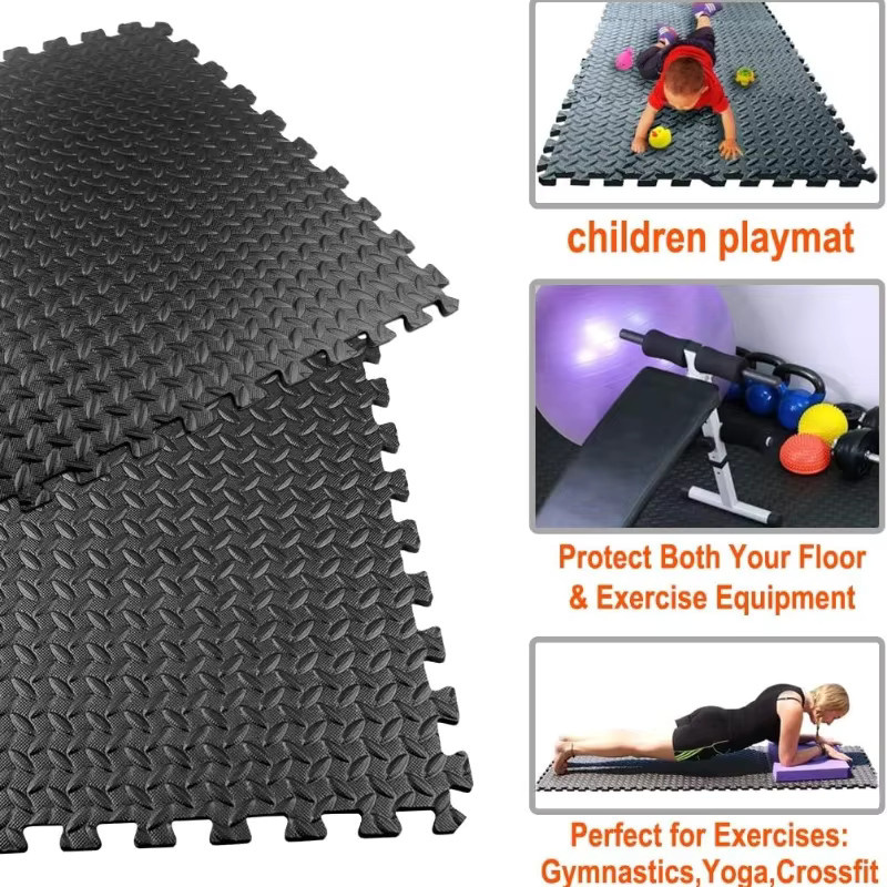 DHDH Sport-Gymnastikmatte aus EVA-Schaum in Schwarz, rutschfeste Spleißmatten für Yoga, Fitness und Boden, B/B: 30 x 30 cm - Bild 2