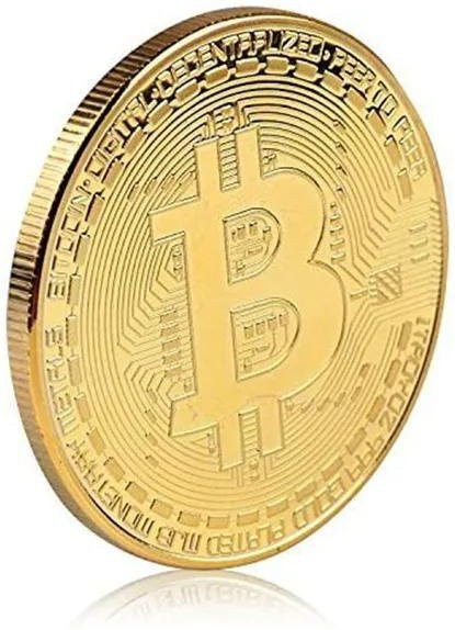 Casascius Bitcoin Gedenkmünze von Vinde Home in Gold und Beige aus Metall - Bild 1