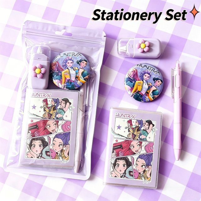 Bandai Anime Schreibwarenset für Mädchen in Lila und Multicolour mit Korrekturband, Abzeichen, Tagebuch und Notizbuch - Bild 1