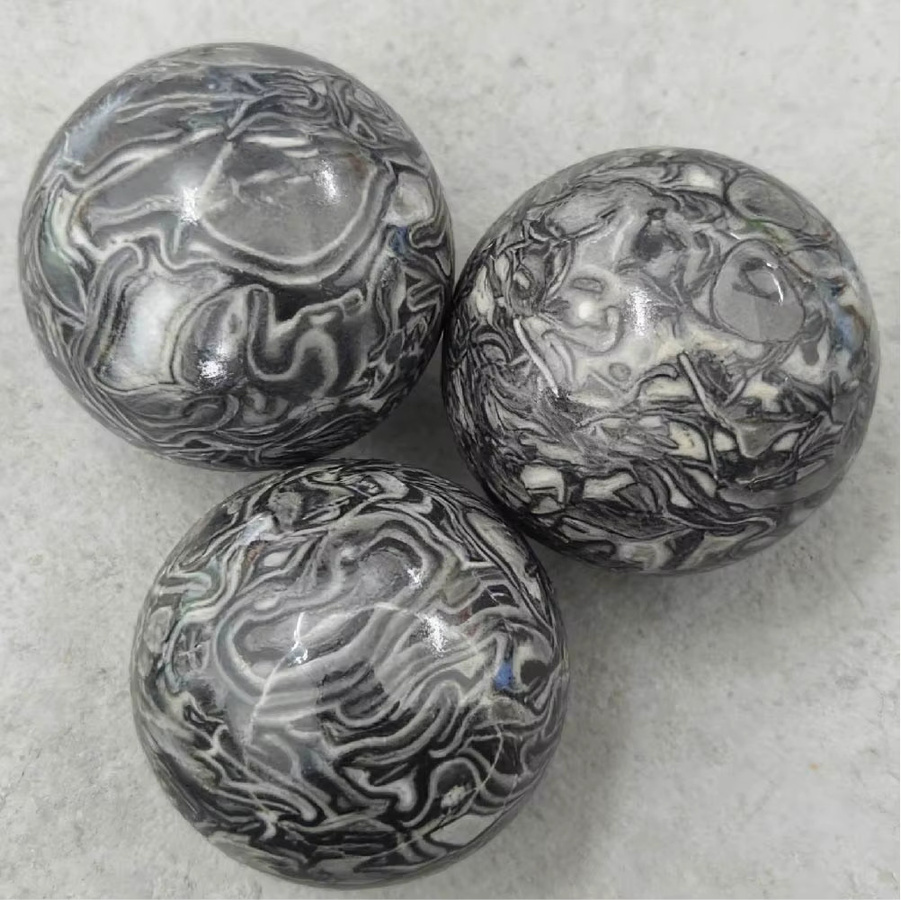 CrystalHola Schwarze Crazy-Achat-Kugel aus Stein, poliert, Durchmesser: 6 cm - Bild 3