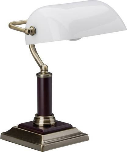 Brilliant Bankir Tischleuchte Messing Antik mit Holz und Glas, E27, 60W - Bild 1
