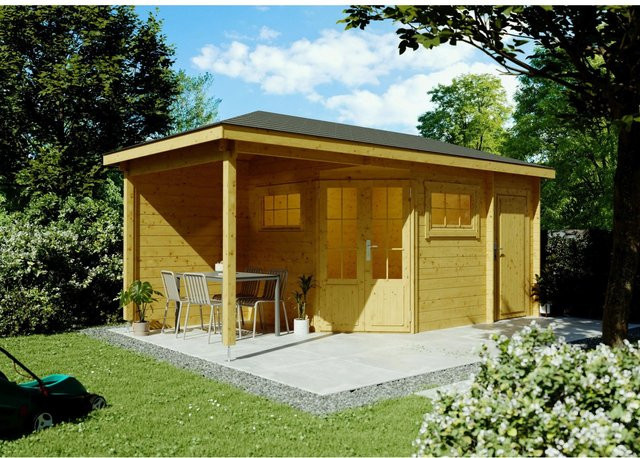 Fjordholz Gartenhaus Modell Evelyn 2E 5-Eck aus imprägnierter Kiefer in Braun - Bild 1