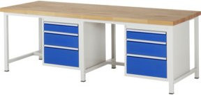 Rau Werkbank höhenverstellbar mit 6 Schubladen, B: 250 cm, T: 90 cm, H: 84-104 cm - Bild 1