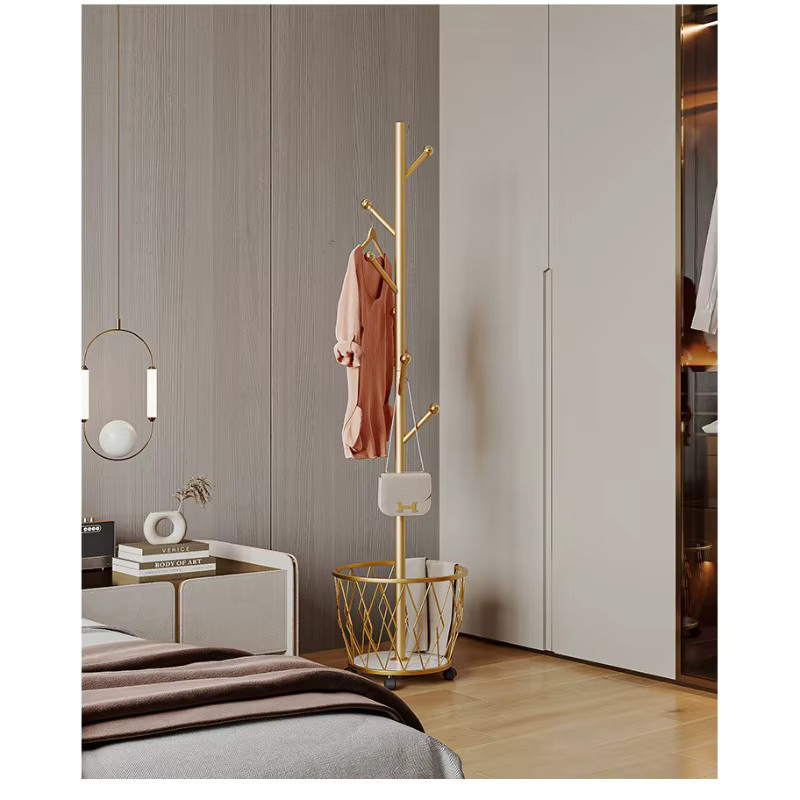LIUSHADUOLA Kleiderstange modern aus Metall mit Rollen für das Schlafzimmer, schwarz oder gold glänzend - Bild 2