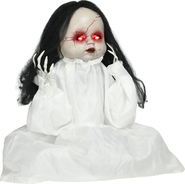 HOMCOM Halloween Dekoration Mörderpuppe mit Soundfunktion und Bewegungssensor, Farbe: Rot/Weiß, Höhe: 60 cm - Bild 1
