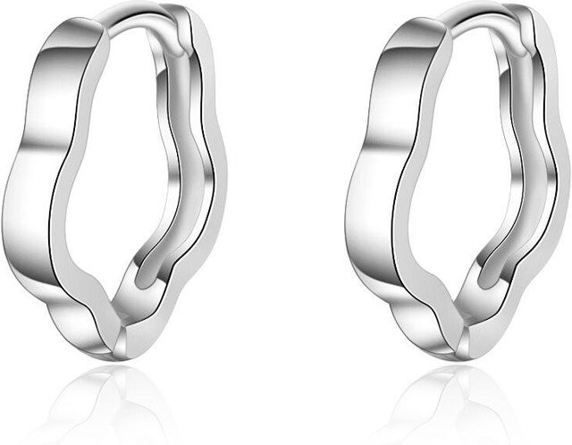 Creolen 925 Silber, Blume Form, Damen - Bild 1