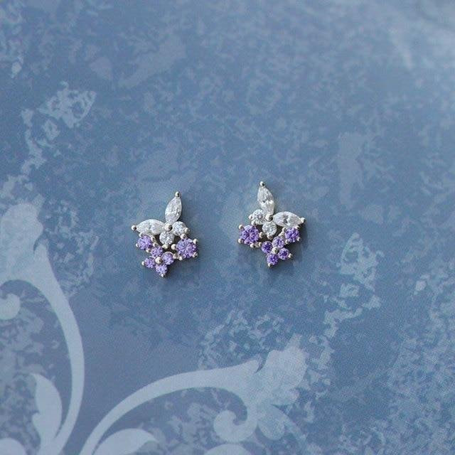 Ohrstecker 925 Silber, Schmetterling, Zirkonia, Damen, Lila - Bild 1