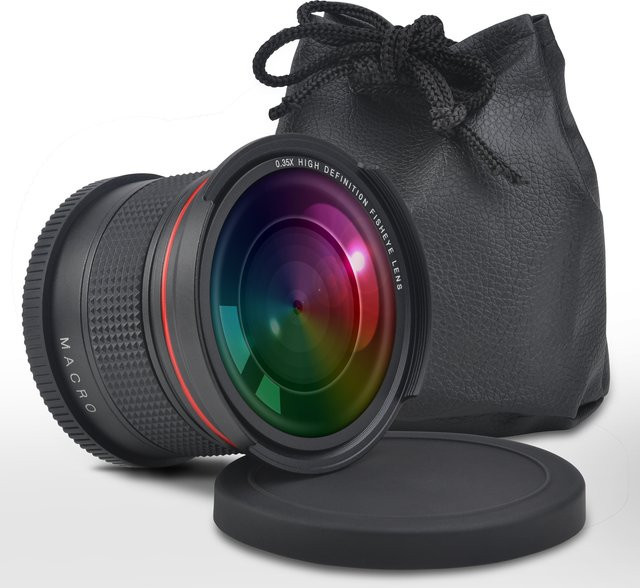 Tectra HD Fisheye-Weitwinkelobjektiv 0,35x mit Makroteil für Nikon DSLR-Kameras, Schwarz - Bild 1