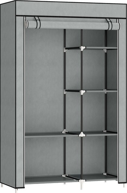 HOMCOM Kleiderschrank Stoffschrank mit 6 Fächern, Grau, B/T/H: 103 x 43 x 162,5 cm - Bild 1
