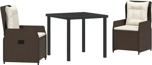 vidaXL Garten Essgruppe aus Poly-Rattan in Braun mit Glastisch und 3 Stühlen - Bild 1