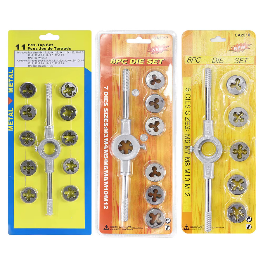 CMCP 8-teiliges metrisches Gewindebohrer- und Schneideisen-Set aus HSS in Silber mit M3 bis M12 Gewinden - Bild 2