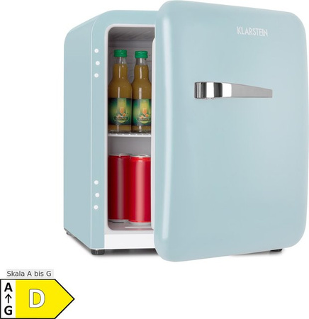 Klarstein Audrey Mini Retro-Kühlschrank mit 2 Ebenen in Pastellblau, 48 Liter