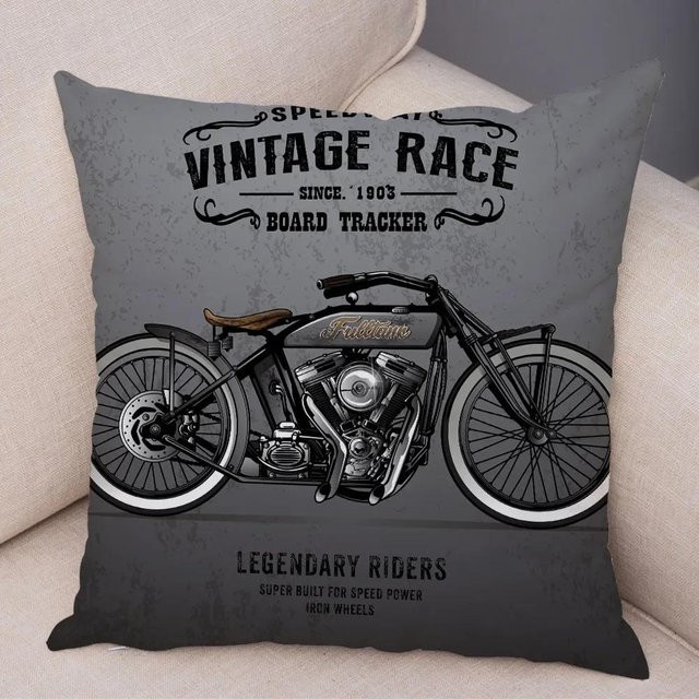 JMG Clothing Motorrad Zierkissenhülle aus Kurzplüsch in Bunt und Grau, B/B/B: 50 x 50 x 1 cm - Bild 1