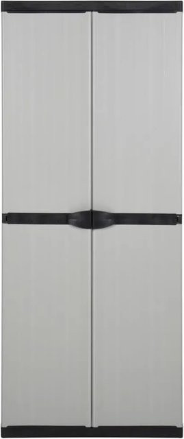 vidaXL Garten-Lagerschrank mit 3 Regalböden und Schloss, Grau-Schwarz, B/T/H: 68 x 40 x 168 cm - Bild 1