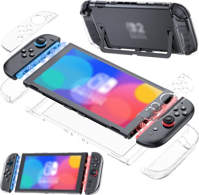 VILCORN Schutzhülle für Nintendo Switch 2, transparente PC-Hartschale für die Rückseite, Rot - Bild 1