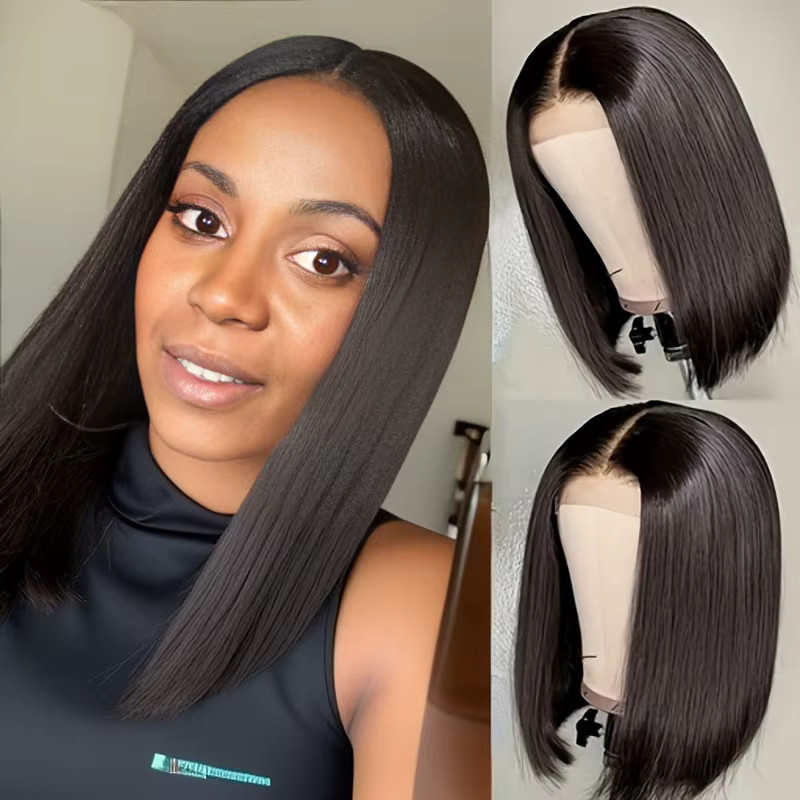 TIMOPOL Front Lace Bob Perücke, Schwarz, 180% Dichte, Unisex - Bild 6