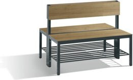 C+P Sitzbank Basic Plus doppelseitig mit Rückenlehne und Schuhrost, Dekor Eiche Sereno, Gestell Schwarzgrau, H: 79,6 cm, B: 100,0 cm, T: 76,0 cm - Bild 1