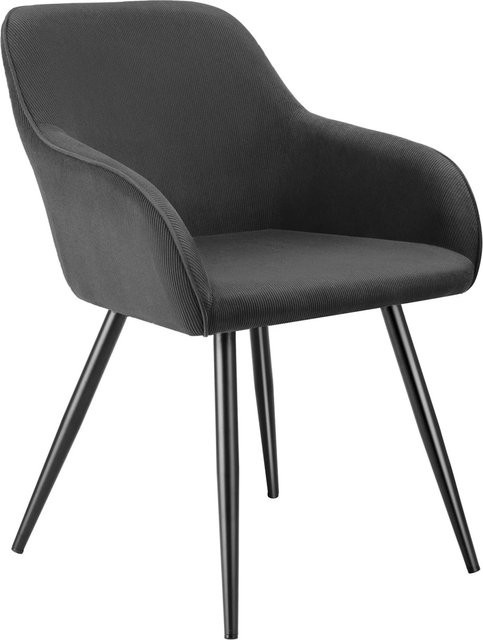 tectake Esszimmerstuhl Marilyn gepolstert in Cordoptik mit Stahlbeinen Anthrazit Schwarz B/T/H: 58 x 62 x 82 cm - Bild 2