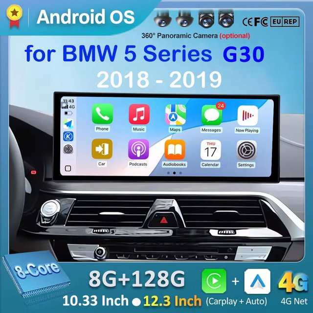 LIARO-NAVI Android Auto Videoplayer mit Carplay und GPS für BMW 5er G30 G32 in Schwarz - Bild 1